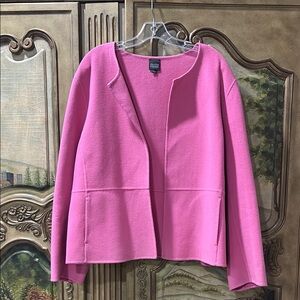 Eileen Fisher Pink Blazer Cashmere Wool Structured Collarless Design